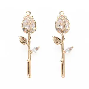 Brass Micro Pave Cubic Zirconia Pendants