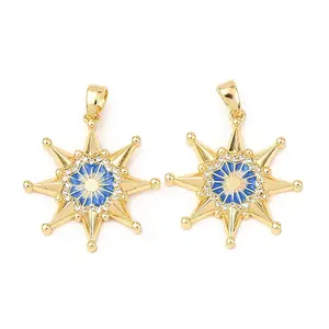 Brass Micro Pave Clear Cubic Zirconia Enamel Pendants