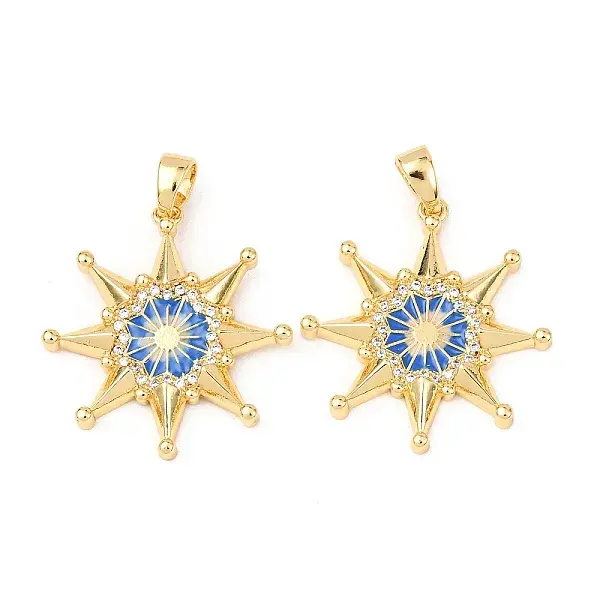 Brass Micro Pave Clear Cubic Zirconia Enamel Pendants