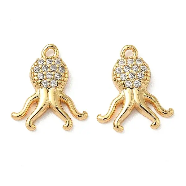 Ocean Brass Micro Pave Clear Cubic Zirconia Charms