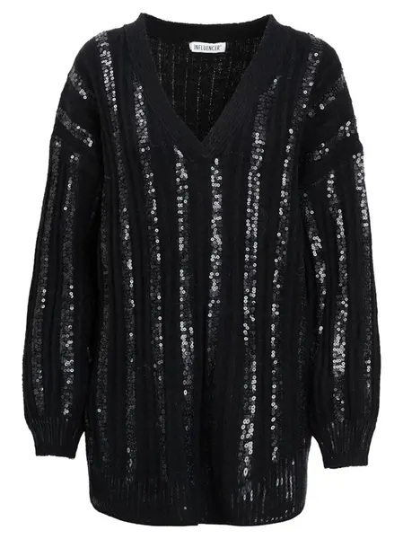 Influencer Sveter  čierna / strieborná