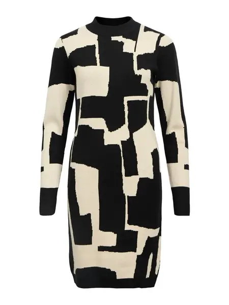 OBJECT Pletené šaty 'RAY'  čierna / biela