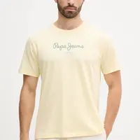 Bavlněné tričko Pepe Jeans pánské, žlutá barva, s potiskem, PM509979