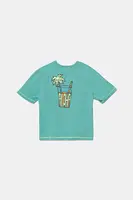 Bavlněné tričko United Colors of Benetton tyrkysová barva, s potiskem, 3I1XC10P6