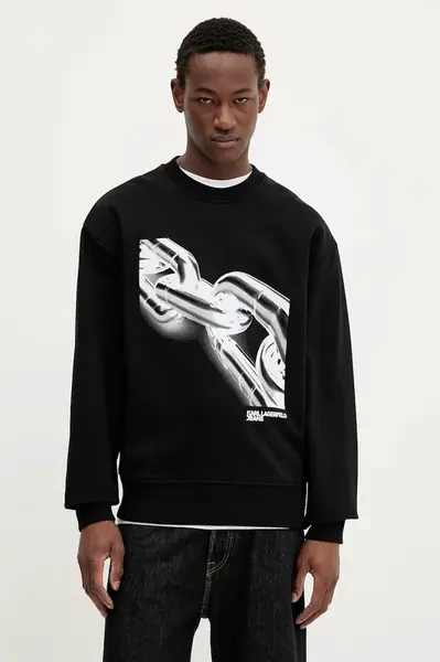 Bavlněná mikina Karl Lagerfeld Jeans pánská, černá barva, s potiskem, A3M20021