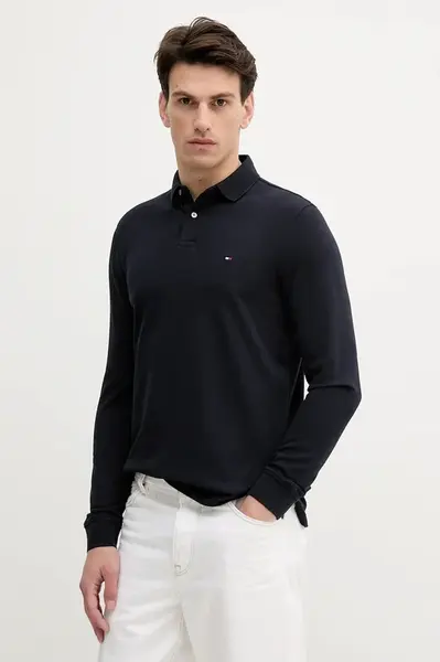 Tričko s dlouhým rukávem Tommy Hilfiger pánské, tmavomodrá barva, MW0MW20183