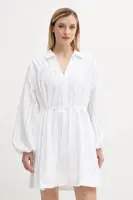 Bavlněné šaty Samsoe Samsoe SAMANAROLA bílá barva, mini, F25200060