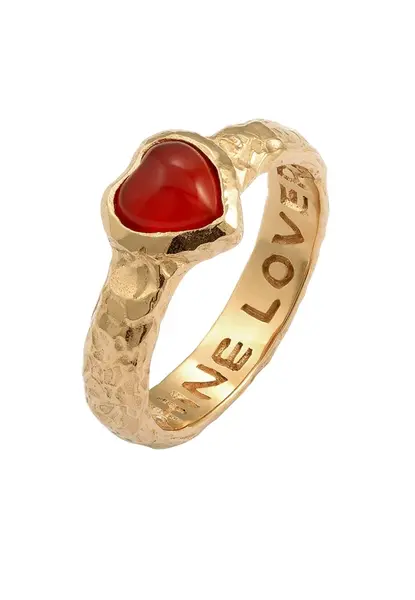 Haze&Glory Prsteň 'Heart Over Heels'  zlatá / červená
