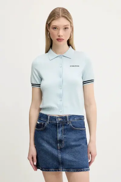 Polo tričko z vlněné směsi Guess Jeans