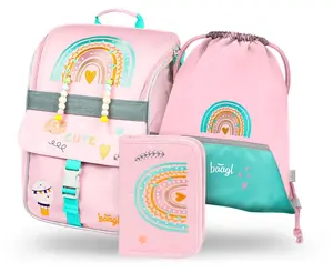 Baagl 3 SET Zippy Duha růžový: aktovka, penál, sáček