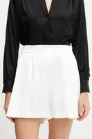 Kraťasy BOSS dámské, bílá barva, hladké, high waist, 50537474
