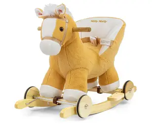 Milly Mally Houpací koník Polly 2v1 s kolečky – plyšový, zvukový, sv. hnědý