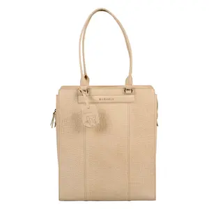 Dámska kožená kabelka na notebook Burkely Latia - béžová