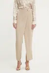 Kalhoty Marciano Guess ARIANA dámské, béžová barva, high waist, 5YGB06 7341A