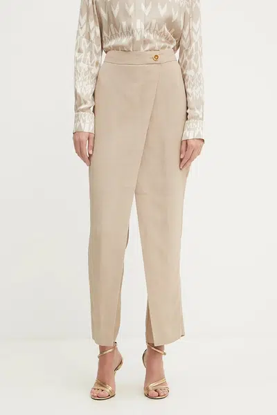 Kalhoty Marciano Guess ARIANA dámské, béžová barva, high waist, 5YGB06 7341A