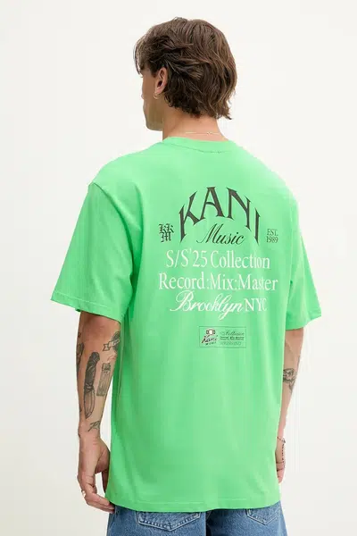Bavlněné tričko Karl Kani pánské, zelená barva, s potiskem, PD00005332