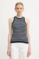 Bavlněná vesta Tommy Hilfiger dámská, tmavomodrá barva, WW0WW45706