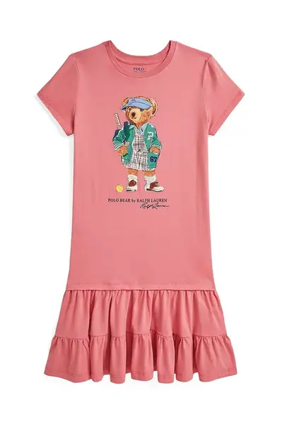 Šaty Polo Ralph Lauren růžová barva, midi, 313971130001