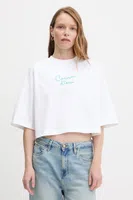 Bavlněné tričko Calvin Klein Jeans dámské, bílá barva, LV047C202G
