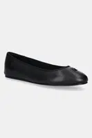 Kožené baleríny Tommy Hilfiger TH HARDWARE LEATHER BALLERINA černá barva, FW0FW08654