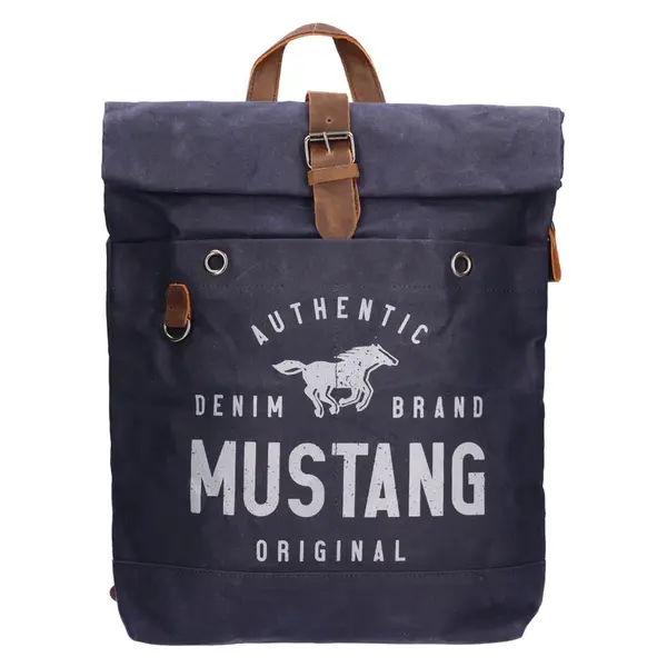Velký trendy batoh Mustang Lindr, canvas, na notebook 15" − modrá