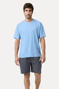 Pánské pyžamo krátké RAUL L Světle modrá