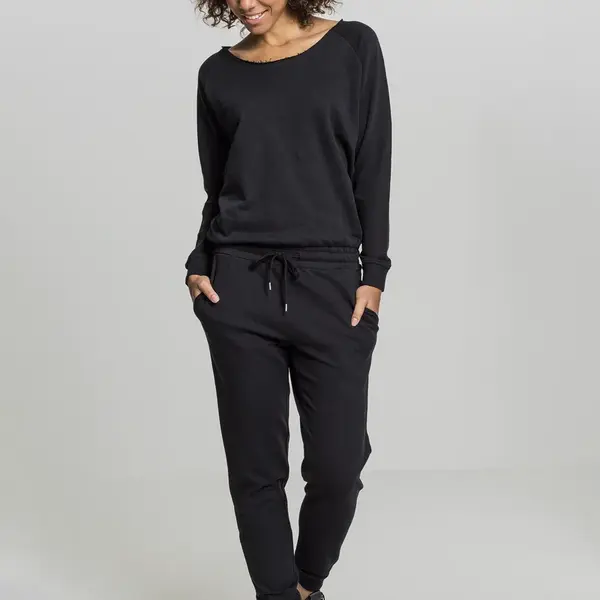 Terry women's long-sleeved jumpsuit in black