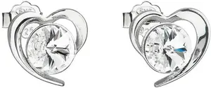 Evolution Group - Pavona Stříbrné náušnice s krystaly Swarovski bílé srdce 31259.1