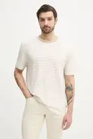 Tričko s příměsí lnu BOSS bílá barva, 50537498