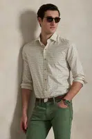 Bavlněná košile Polo Ralph Lauren pánská, béžová barva, regular, s klasickým límcem, 710973083