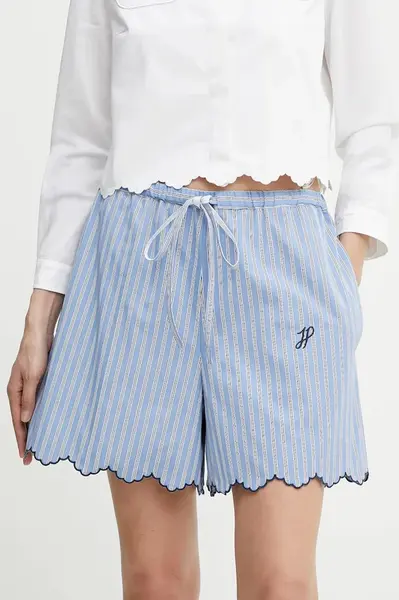 Bavlněné šortky Patou dámské, modrá barva, high waist, TR0460190