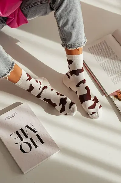 Milena Dámske Ponožky S Škvrnami Hnedé