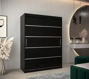 Šatní skříň Abi V1 Barva korpusu: Černá, Rozměry: 150 cm, Dveře: Černá