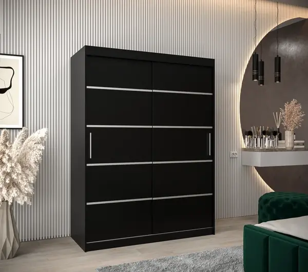 Šatní skříň Abi V1 Barva korpusu: Černá, Rozměry: 150 cm, Dveře: Černá