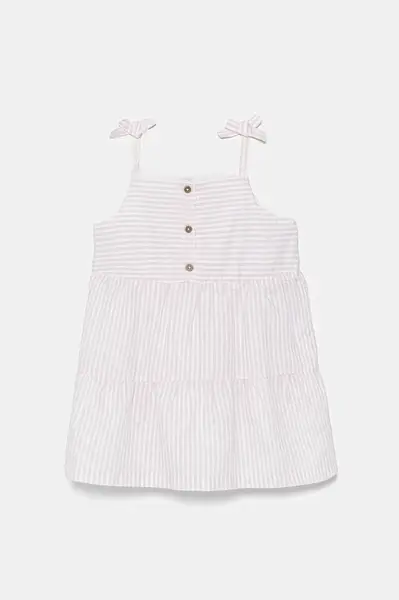 Dětské lněné šaty United Colors of Benetton růžová barva, mini, 4Q1NGV025