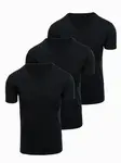 Ombre BASIC pánske tričko s výstrihom do V - 3x čierna