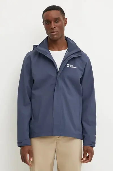 Nepromokavá bunda Jack Wolfskin Trailtime 2L pánská, modrá barva, A63903