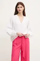 Lněná halenka Mos Mosh dámská, bílá barva, vzorovaná, 168250