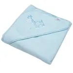 Detská froté osuška s výšivkou a kapuckou New Baby 80x80 modrá žirafka , 20C41521
