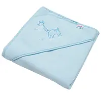 Detská froté osuška s výšivkou a kapuckou New Baby 80x80 modrá žirafka , 20C41521