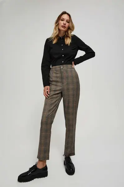 Marisse Gray Checkered Trousers