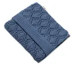 Luxusná bavlnená háčkovaná deka, dečka LOVE, 75x95cm - jeans