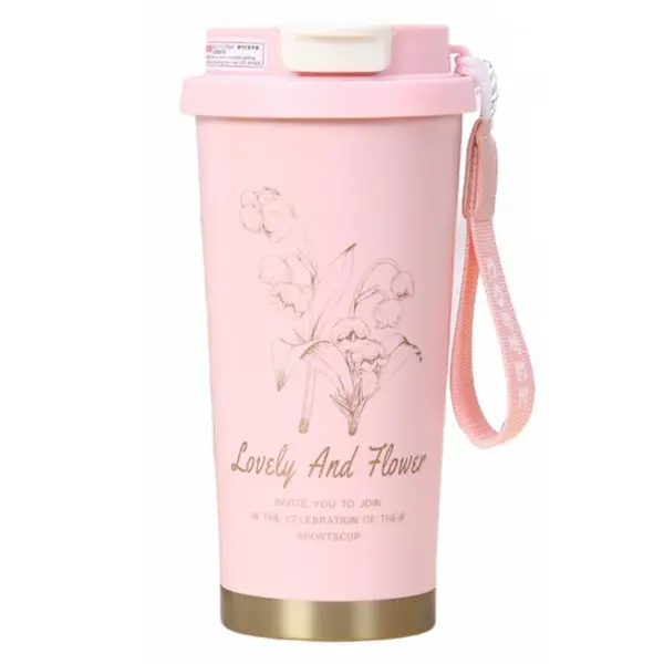 Livefy termohrnček Lovely Flower 550ml, ružový