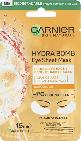 GARNIER Povzbudzujúca očná maska Moisture + Fresh look so šťavou z pomaranča a kyselinou hyalurónovou