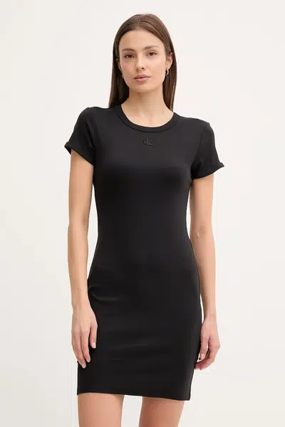 Šaty Calvin Klein Jeans černá barva, mini, přiléhavé, LV047B266G