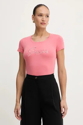 Tričko Guess dámské, oranžová barva, W5YI46 J1314