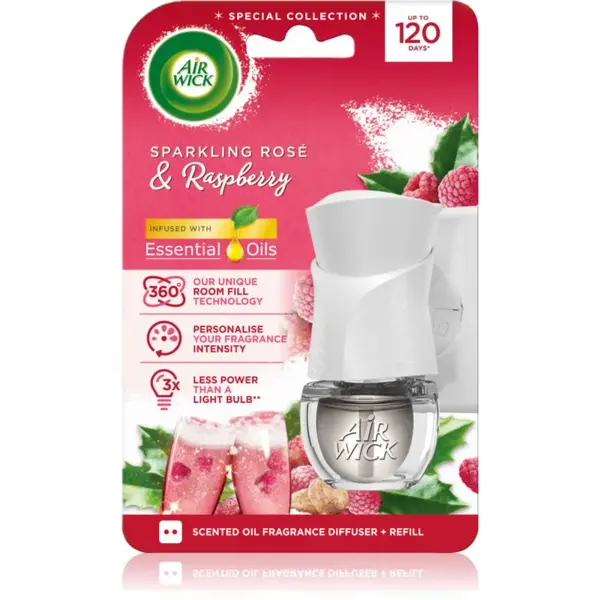 Air Wick Electric Sparkling Rose & Raspberry elektrický osvěžovač vzduchu s náplní 19 ml