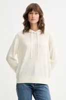 Vlněná halenka Iceberg dámská, béžová barva, s kapucí, hladká, A020 9003