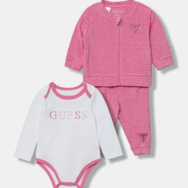 Dětská bavlněná souprava Guess 3-pack růžová barva, H5YW10 KBU64