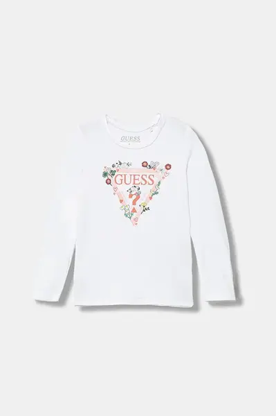Dětské tričko s dlouhým rukávem Guess bílá barva, K5YI16 K6YW4
